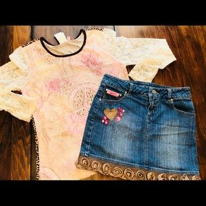 Boutique Brand Lipstick Girls Skirt & Top